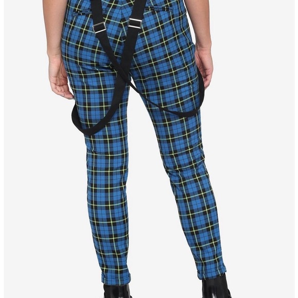 Blue & Green Plaid Suspender Pants - Picture 5 of 5
